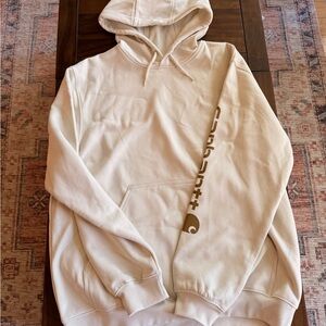 Carhartt Cream Hoodie with Brown Logo